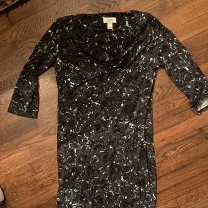 Black and gray print dress